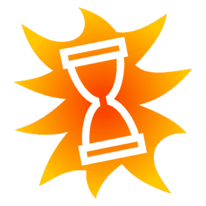 Hourglass Icon with Flame Background
